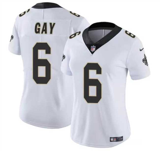 Women's New Orleans Saints #6 Willie Gay White Vapor Football Stitched Limited Jersey Dzhi